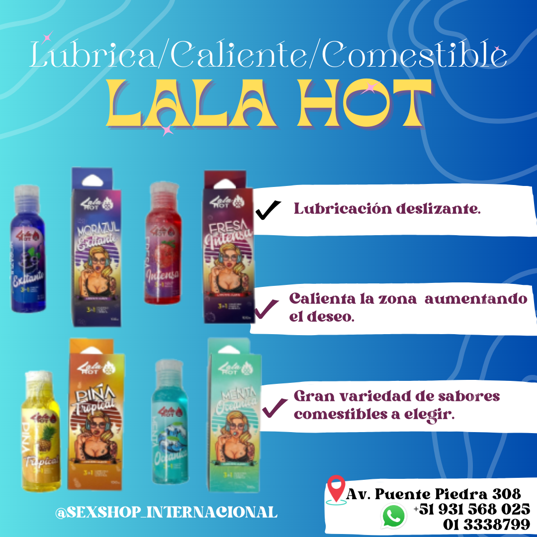 LALA HOT SABORES LUBRICA CALIENTE COMESTIBLE Y MASAJES SEXSHOP